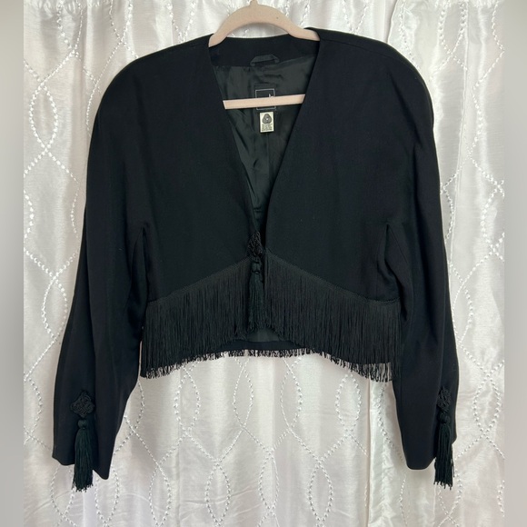 Mondi Black Fringe Women's Blouse - Picture 1 of 5